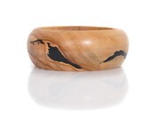 Wood Bracelet of Olivewood and Black Jet - Jet Beauty