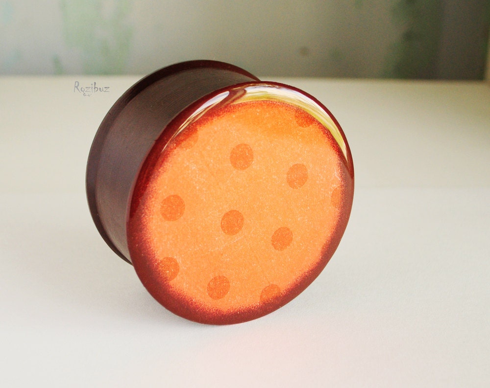 Orange polka dots wooden box - box for jewelry in vintage style, brown orange, gift idea for her, circus, fun, bright - ready to ship