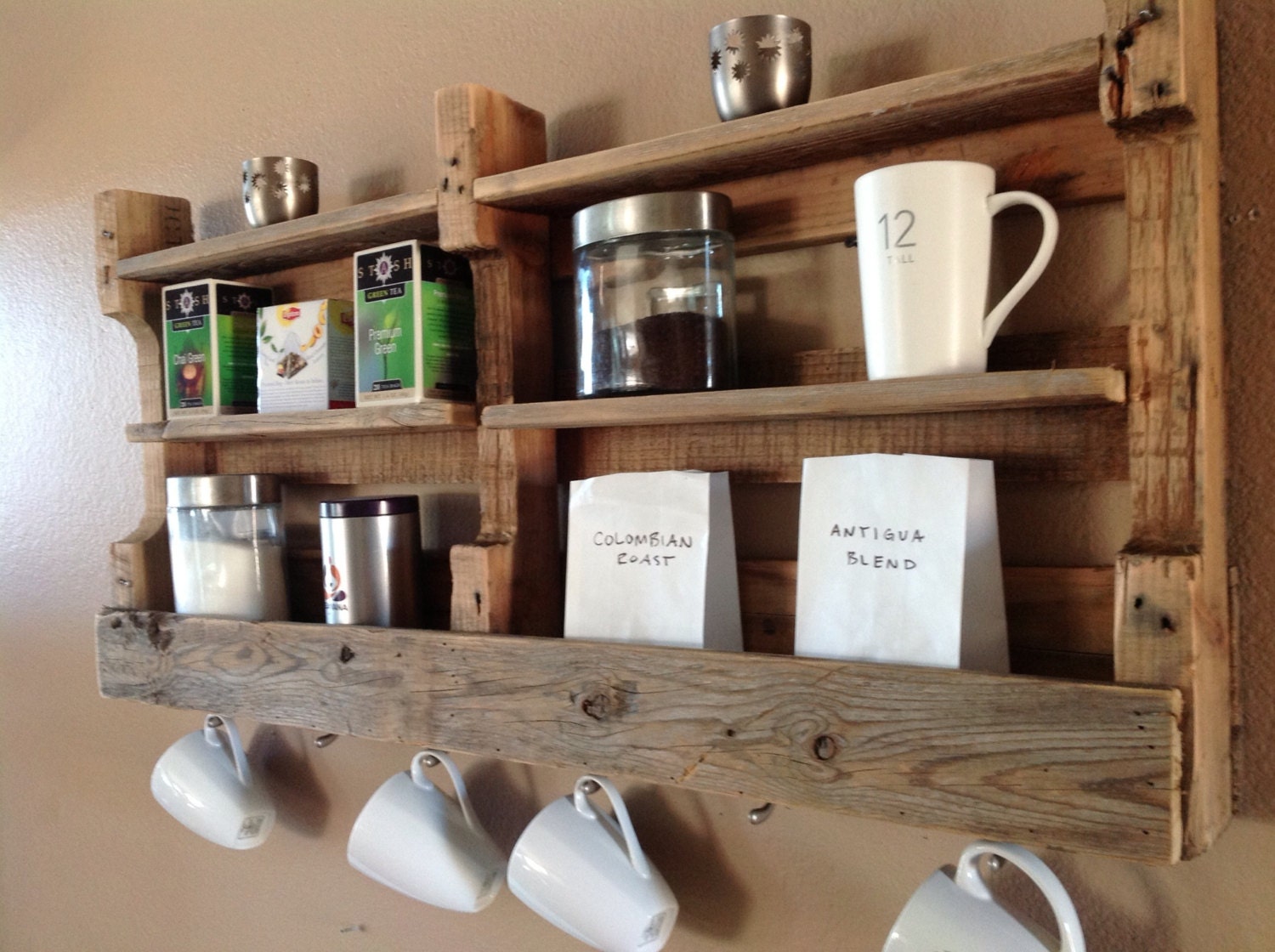 Reclaimed wood coffee & tea shelf  SALE was 99.00 now 89.00