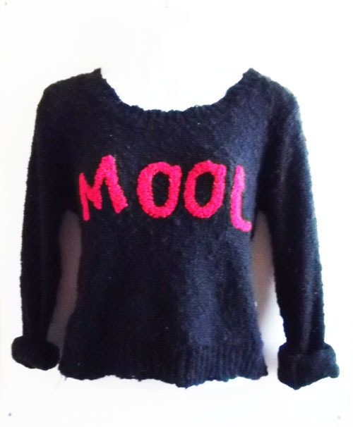 90s Knit "MOOL" Sweater - Size S - Women's VIntage Clothing