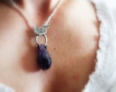 Whale Necklace Amethyst Faceted Drop Briolette Recycled Sterling Silver Purple Natural Gemstone Stone Animal Ocean Metalsmith Metalwork