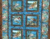 Lap Quilt, Sofa Quilt, Quilted Throw - Bass Beauty