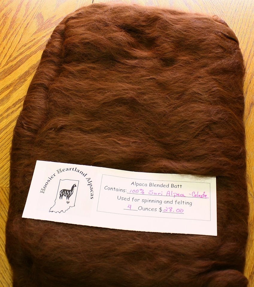 Carded Suri Alpaca Fiber from Celeste