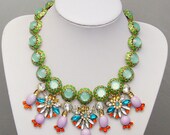 colorful bubble necklace,beadwork necklace,Beaded Jewelry,bib necklace,statement necklace,pendant necklace with chain