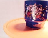 Recycled 5 Piece Cobalt Blue Asian Motif Sake Set Handmade Scenteds Soy Candles Retro Kitsch