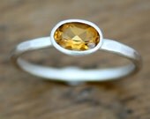 Orange Citrine Silver Ring, November Birthstone, Oval Gemstone Ring, Skinny Ring, Lightly Hammered, Made to Order, Summer