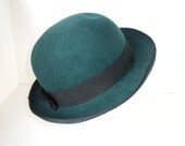Vintage, Green Bowler Hat, Wool, Made in the USA