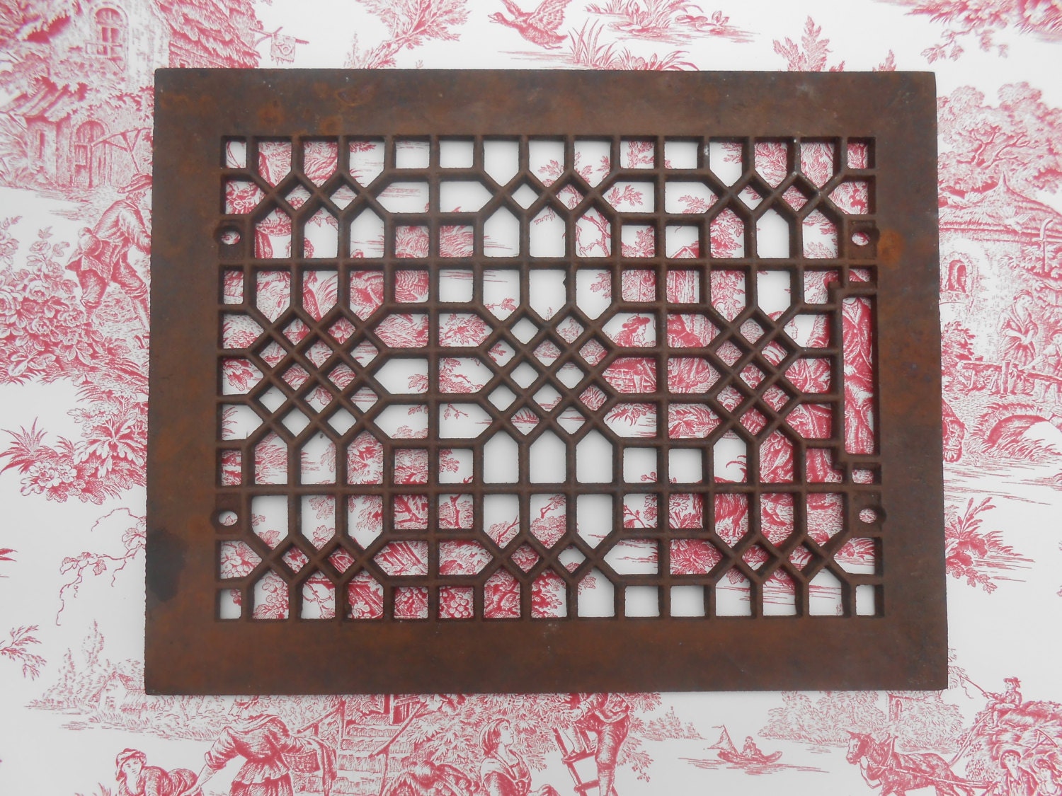 Antique Ornate Cast Iron Register Grate Architectural Salvage