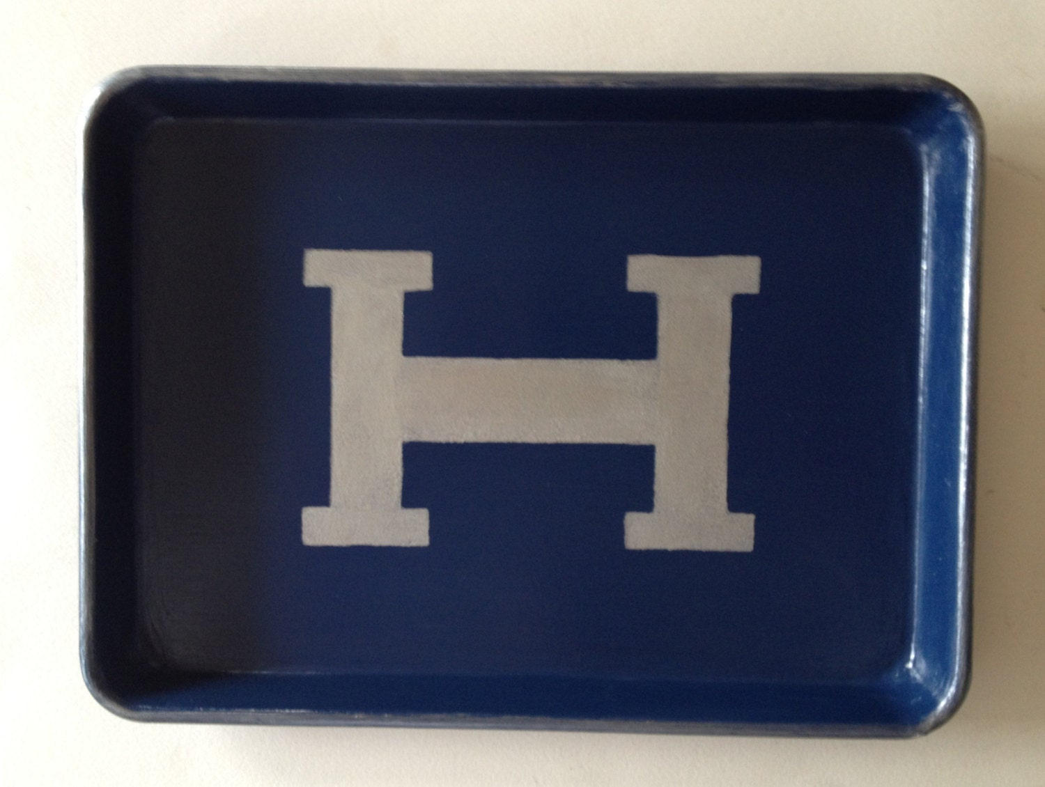 M silver Hermes inspired H navy blue tray