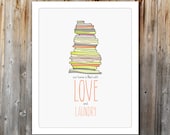 Digital Art Print: Laundry and Love, Poster, Printable, Laundry Room, Instant Download, 8x10, Modern, Eclectic