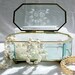 Vintage Glass Jewelry Box Beveled Etched Glass Brass Findings Mirror 1970s