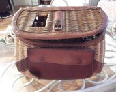 vintage fishing creel, antique fish basket, trout basket wicker basket