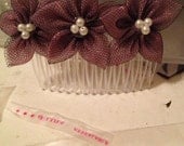 Handmade Tulle and Organza Flowers on Plastic Hair Comb