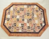 Quilted Placemat Reversible - Set of 6  - Aleph Bet 175