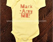 Personalized Dad plus Mom equals Me Onesie or Tee