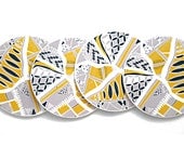 Pattern Pieces Gray Ceramic Coasters