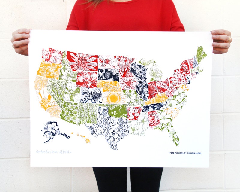 State Flower Collection 18 x 24 USA Screen Print