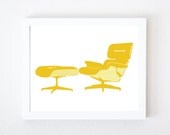 Eames Lounge Chair Graphic Art Print in Yellow 8x10