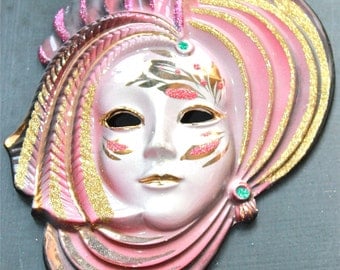Glamorous Mardi Gras Ceramic Sparkly Mask Vintage