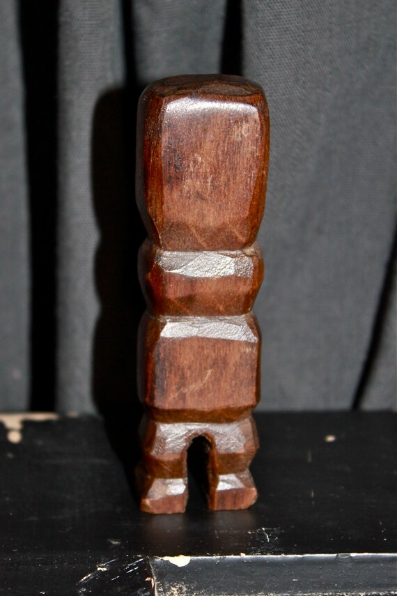 Vintage Maori Teko Teko Statue-Mini Polynesia Paua Shell