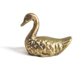 Vintage Brass Swan - Brass vintage swan figurine - bird, collectible, brass animal, brass bird