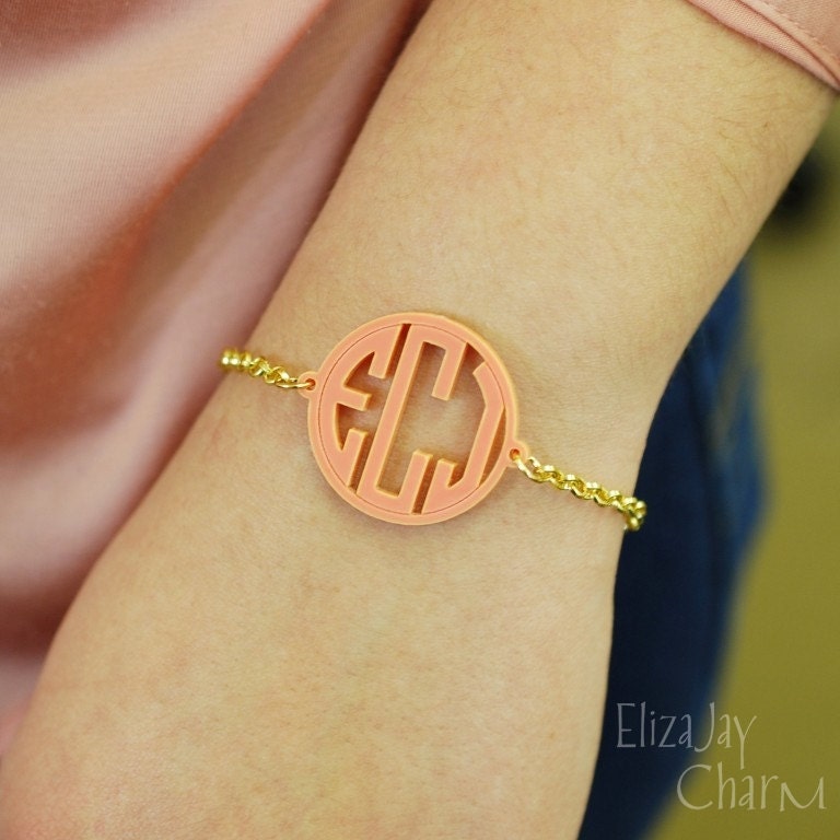 solid circle acrylic monogram bracelet
