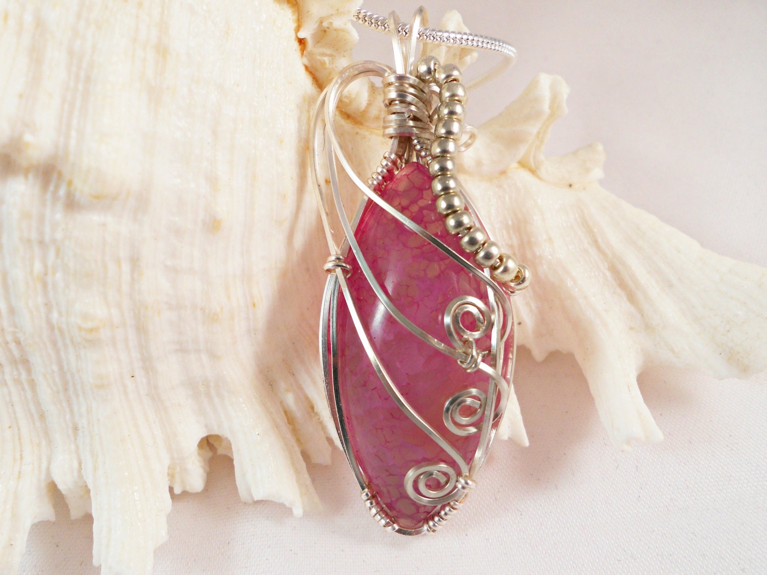 Purple Dragon Vein Pendant, Wire Wrapped Gemstone, Handcrafted Jewelry