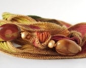 Red Creek Jasper and Autumn Silk and Stone Wrap Bracelet