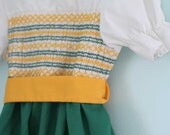 Vintage Green and Yellow Smocked Dress 2T