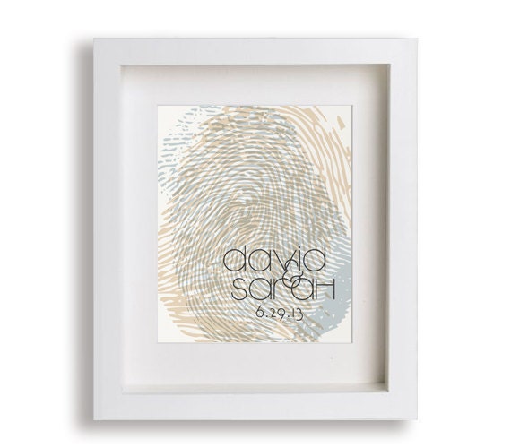 Fingerprints - Personalized Wedding Gift, Anniversary Gift, Custom Fingerprint, Bride and Groom, Housewarming Gift, Wall Art, Gift Idea