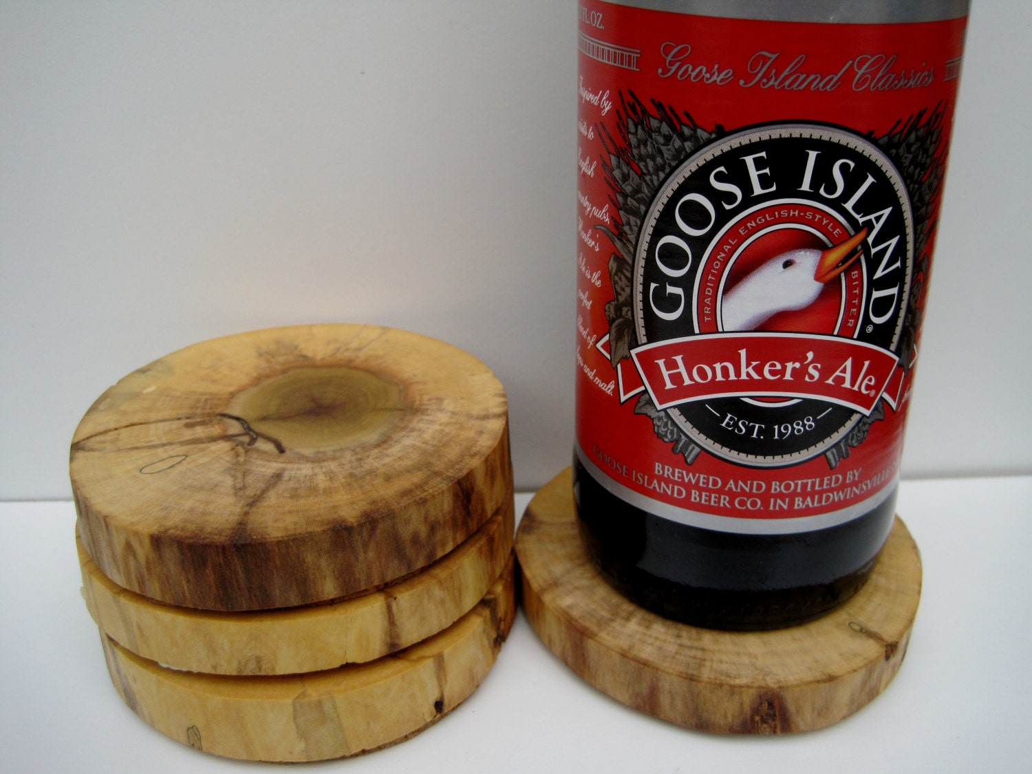 Natural Wood - Rustic Spalted Maple Wooden Coasters for Bar or Kitchen