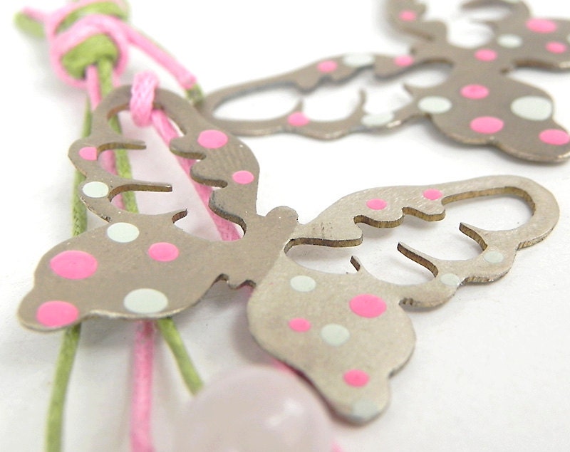 Handmade painted butterflies earrings, sterling silver hangers.