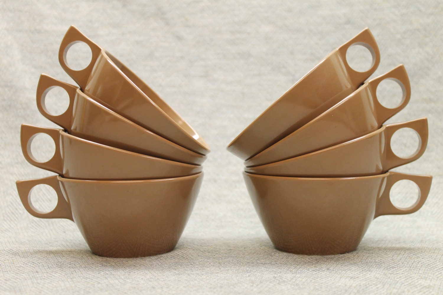 Brown Melamine Plastic Vintage Cups Mugs Set