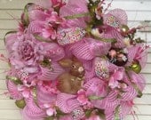 Pink Easter Bunny Wreath