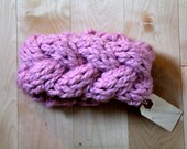 chunky pink braided knit headband
