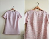 Vintage Coral, Beige, and White Mod Mini Shift Go Go Dress Medium  - 1960s