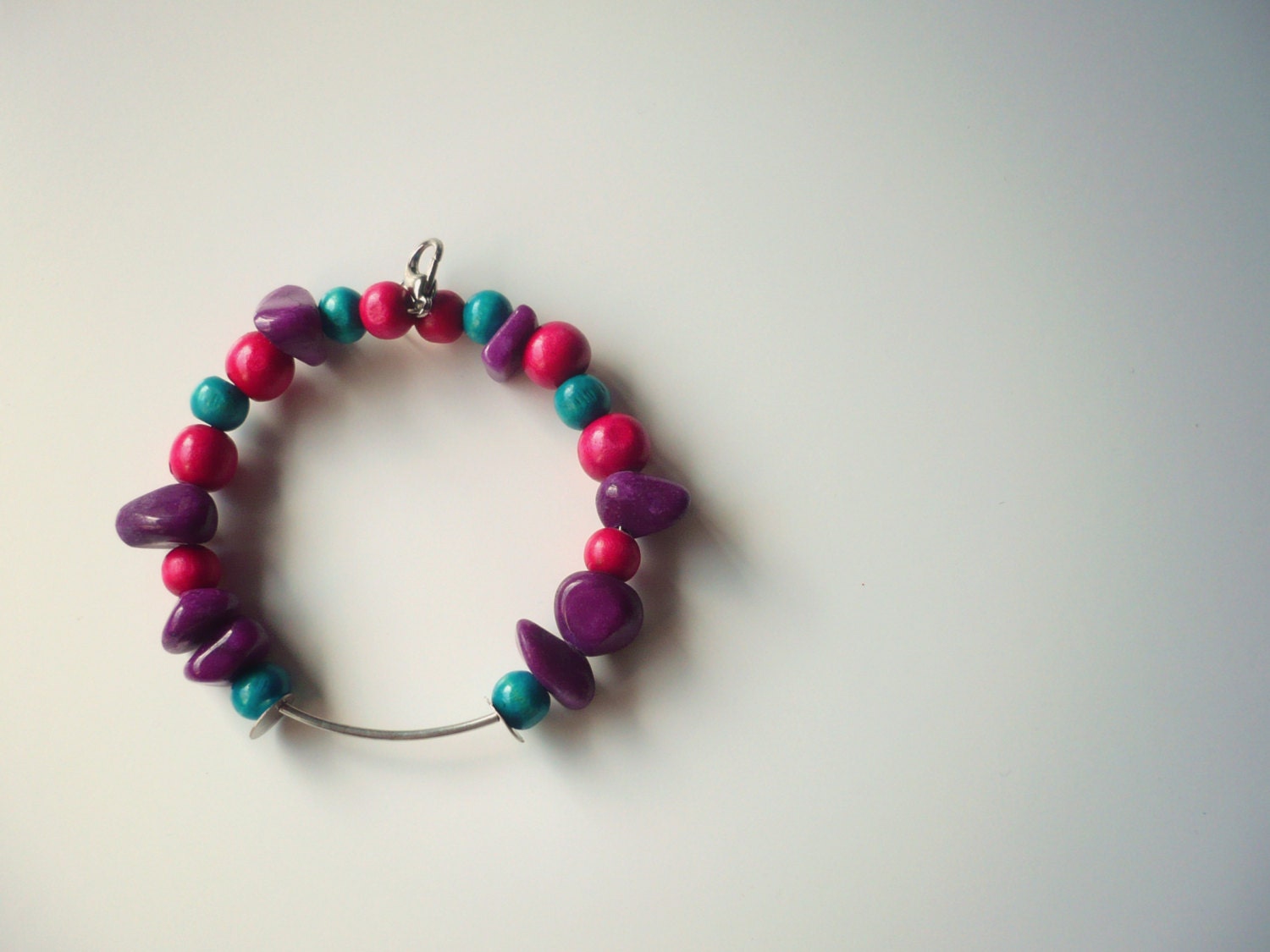 Beach stackable summer bracelet / Wooden beads bracelet / Colourful wood bead bangle