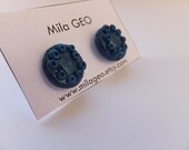 Circle earrings / Blue earrings / Cobalt earrings / Spring jewelry / Clay earrings / Geo earrings
