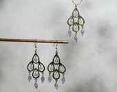 Mardi Gras necklace and earring set. Amethyst and fluorite gemstones. SET-002