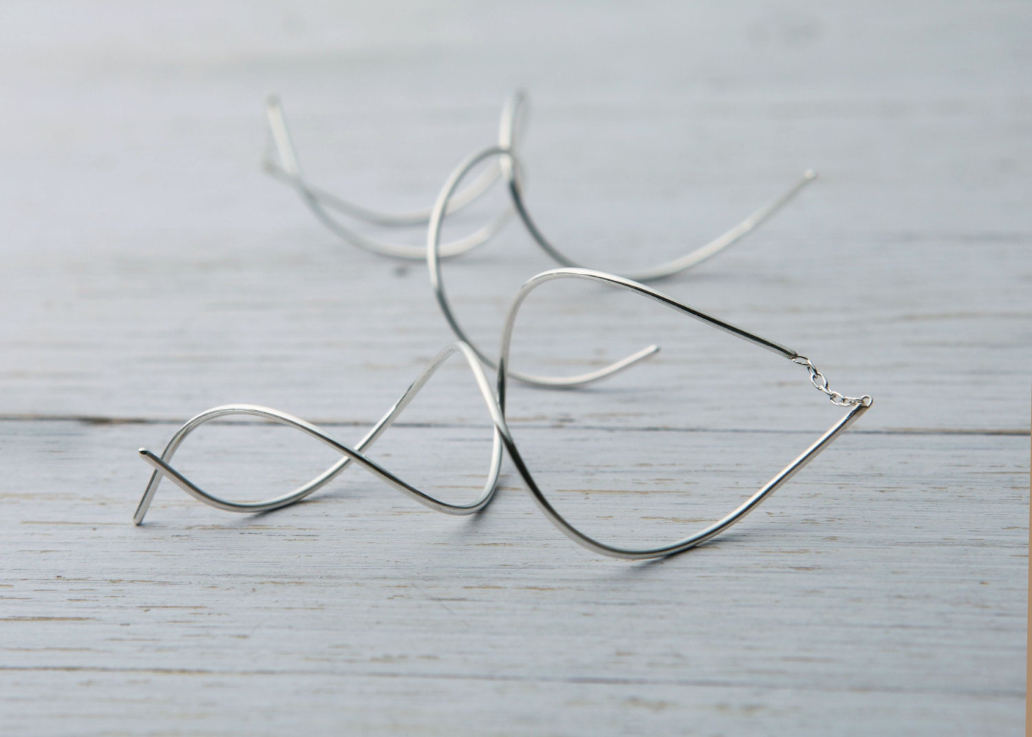Long dangle earring, Silver sterling,Curl earrings, Free shipping