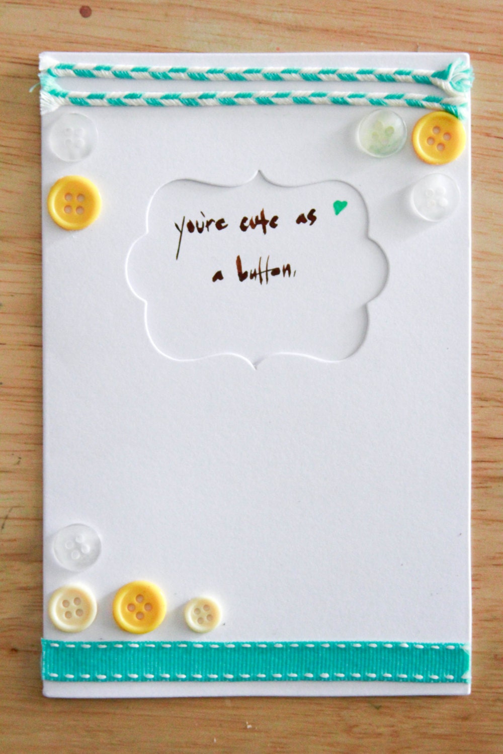 Hand Illustrated Card- Cute As A Button