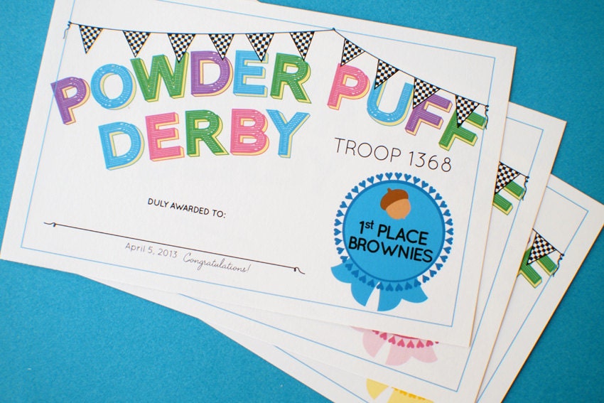 Powder Puff Derby Places Awards: Custom Printable Certificates