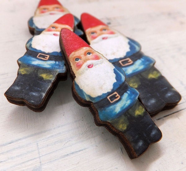 6 Cute GARDEN GNOMES Wood Cuts