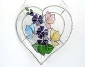 Butterflies and Flowers 3D Heart Shaped Suncatcher OOAK