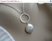 Eternity Necklace - Freshwater Coin Pearl, Sterling Silver Ring, Handmade Jewelry, Personalized Card, Jewelry Box, Modern Necklace