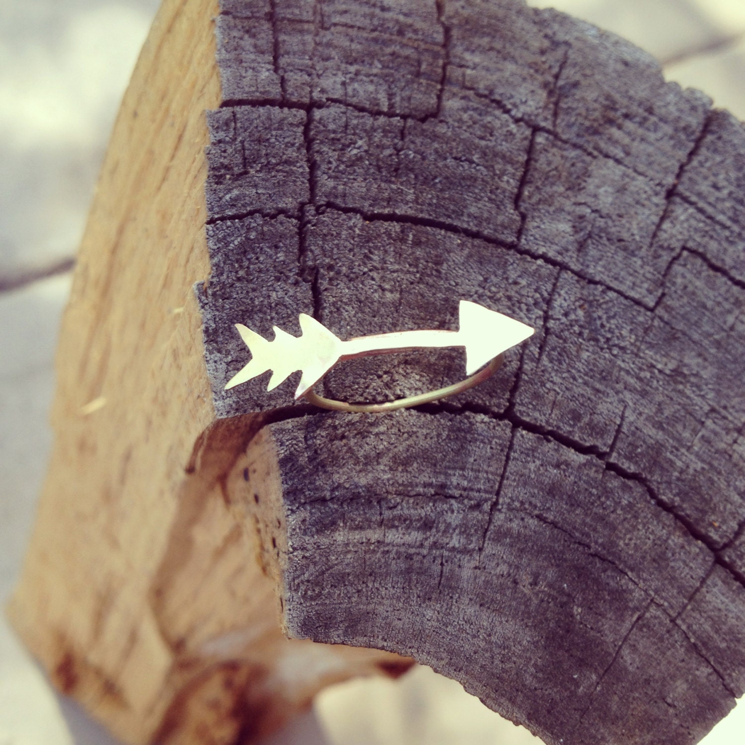 Tiny Brass Arrow Ring