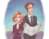 Mulder & Scully- 8.5x11in Digital Art Print