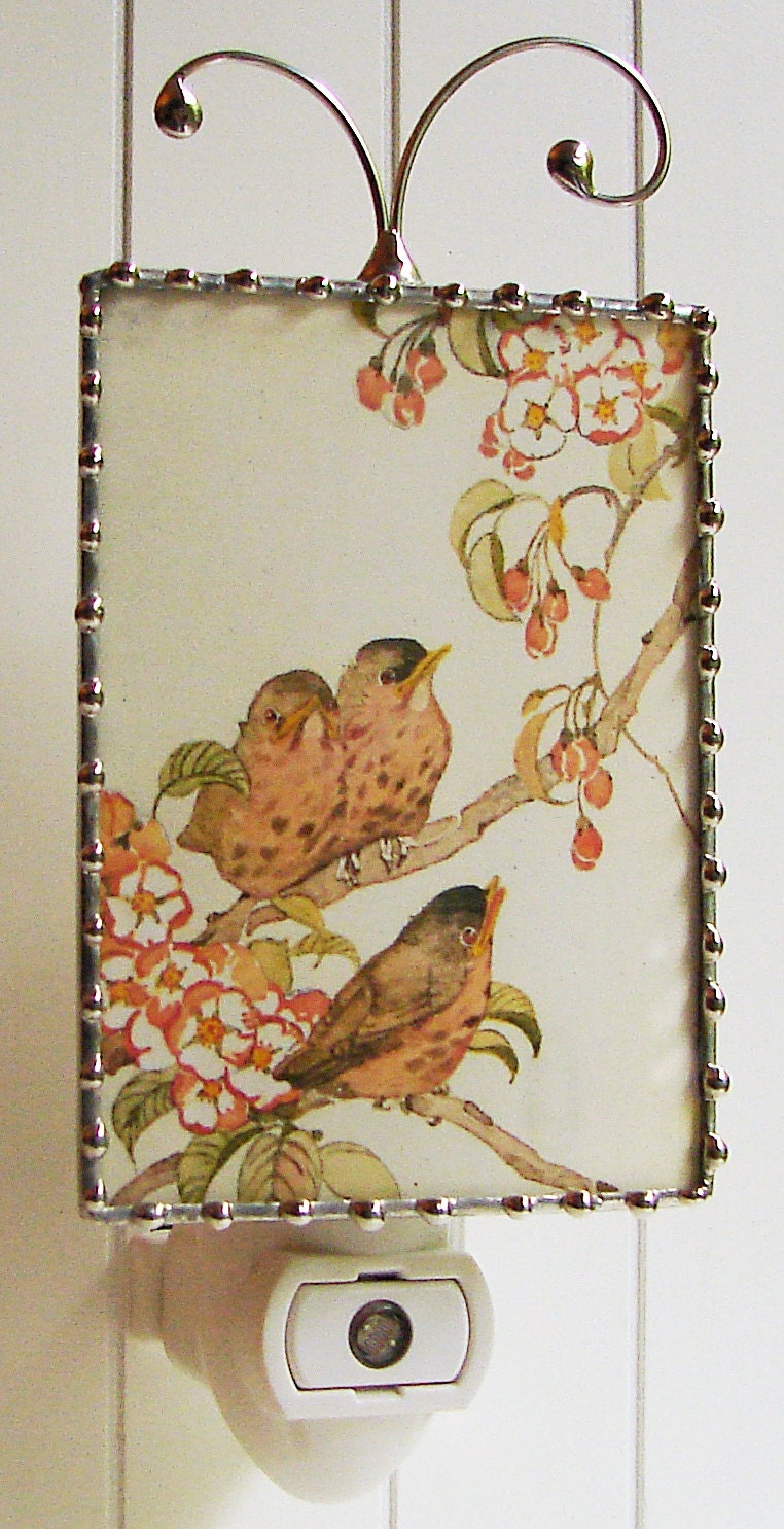 Bird Night Light - Vintage Image Nightlight - Wall Light - Nursery Night Light - Home Accessory