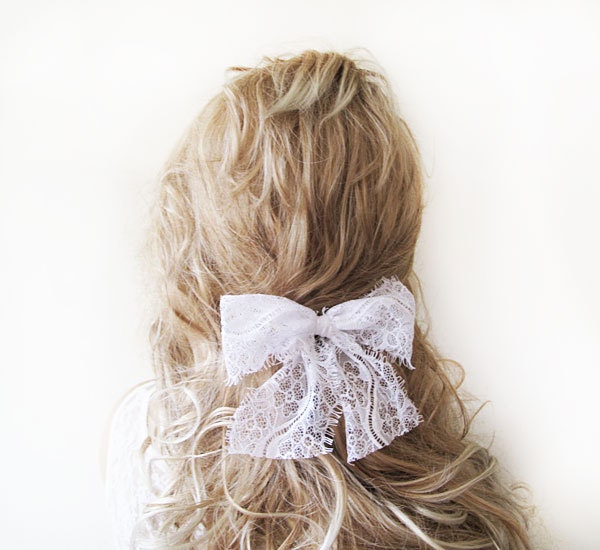 White Lace Hair Clip, Lace  Hair,  Hair Accessories, Wedding Accessories, flower girl gift