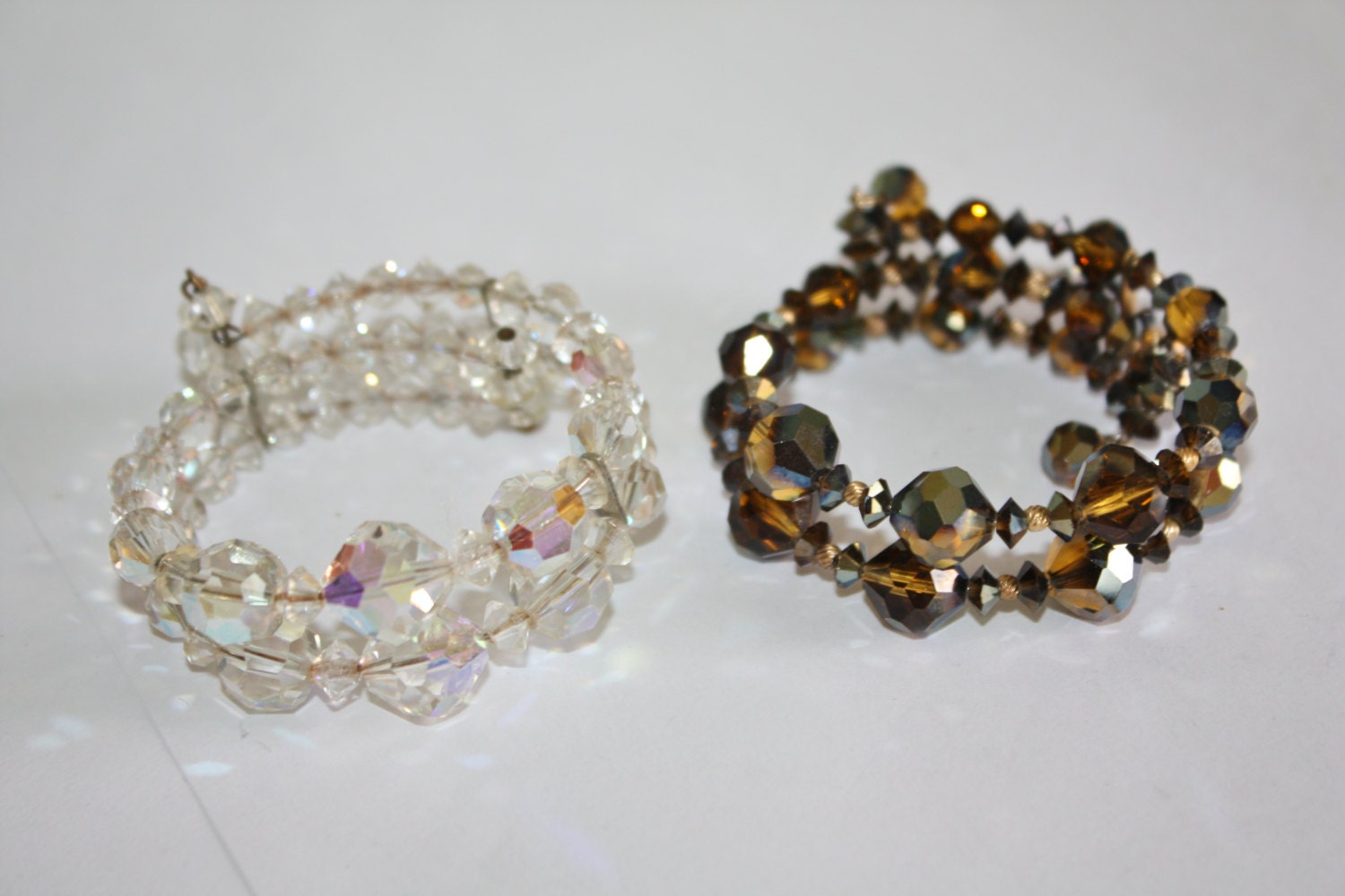 Vintage Bracelet Crystal Wire Wrap 1950s Jewelry